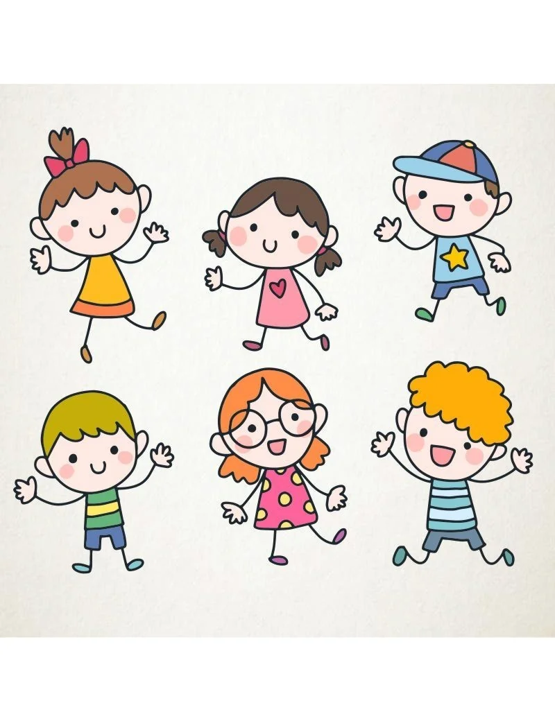 Niños dibujados a lapiz
